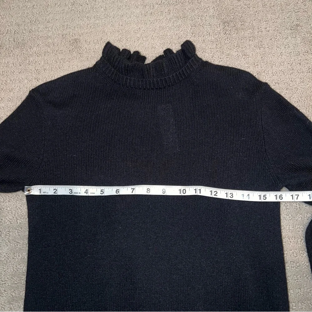 NWT J Crew Wool Blend Ruffle Neck Sweater Black XS